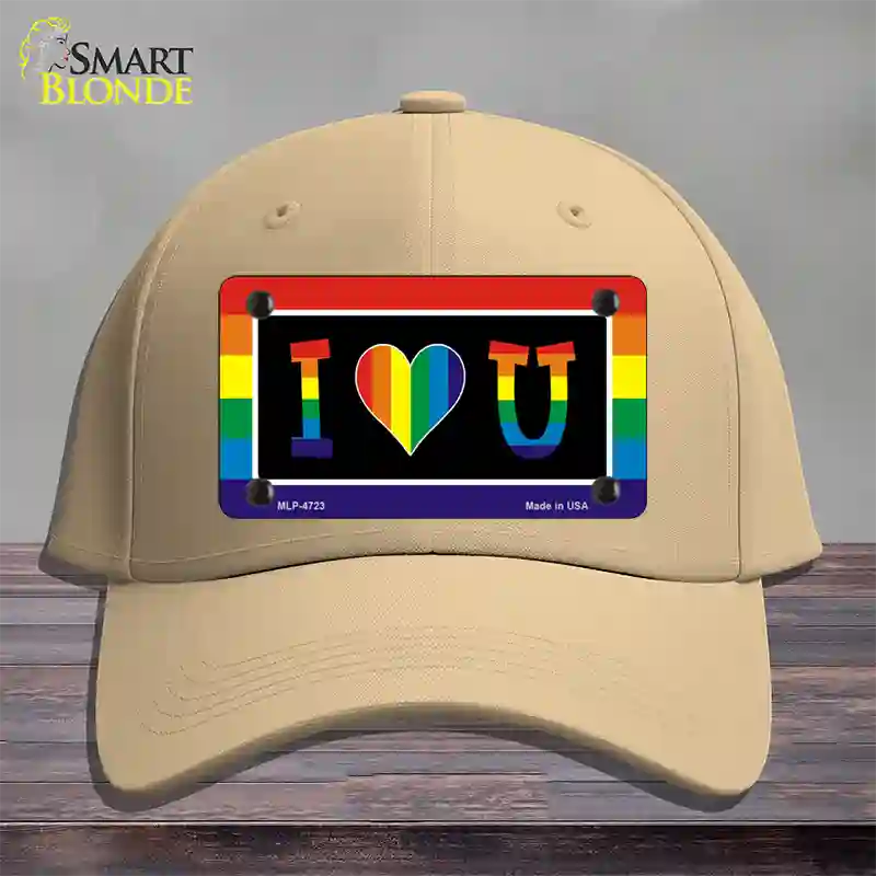 I Love U Novelty License Plate Hat Cotton / Khaki