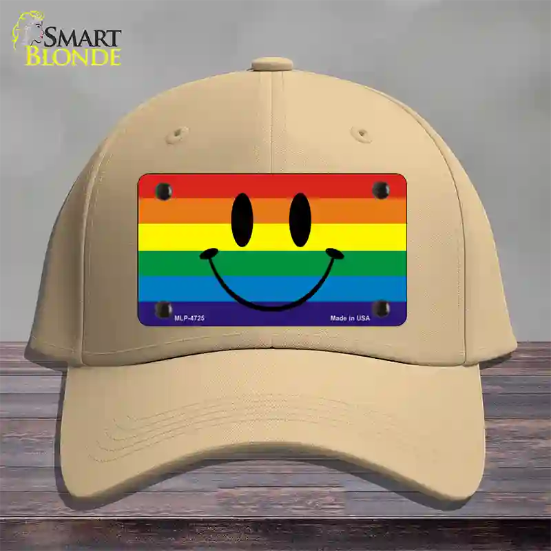 Smiley Face Novelty License Plate Hat Cotton / Khaki