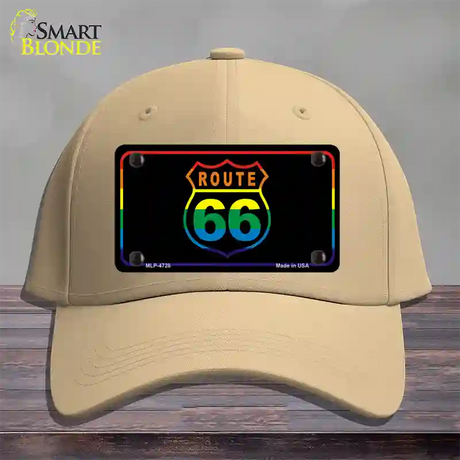 Route 66 Rainbow Flag Novelty License Plate Hat Cotton / Khaki