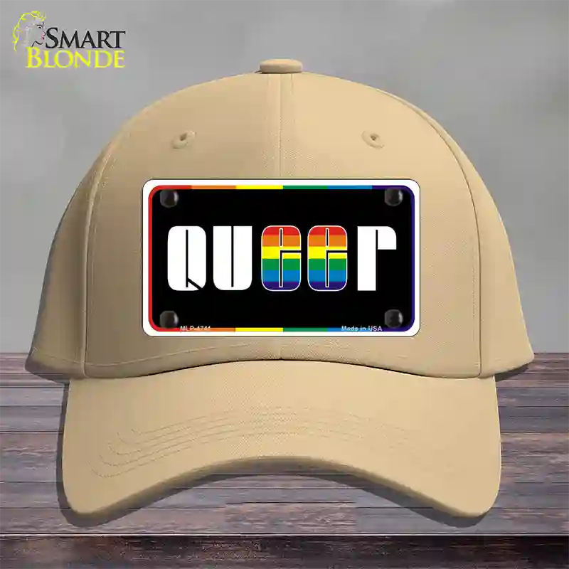 Queer Novelty License Plate Hat Cotton / Khaki