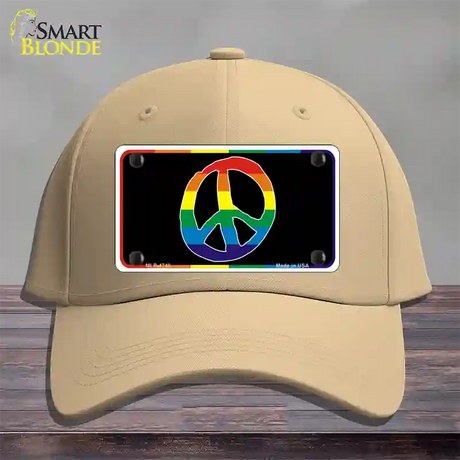 Peace Sign Novelty License Plate Hat Cotton / Khaki