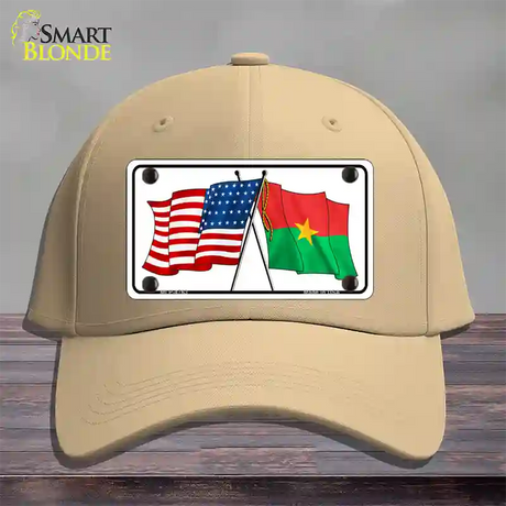 United States Burkina Faso Crossed Flags Novelty License Plate Hat Sign Cotton / Khaki