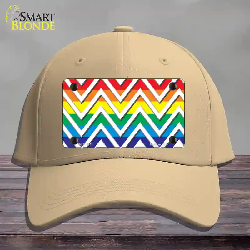 Rainbow White Chevron Novelty License Plate Hat Cotton / Khaki