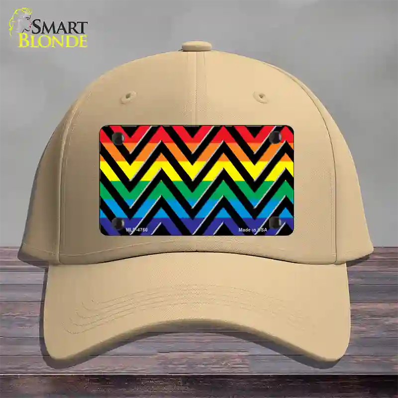 Rainbow Black Chevron Novelty License Plate Hat Cotton / Khaki