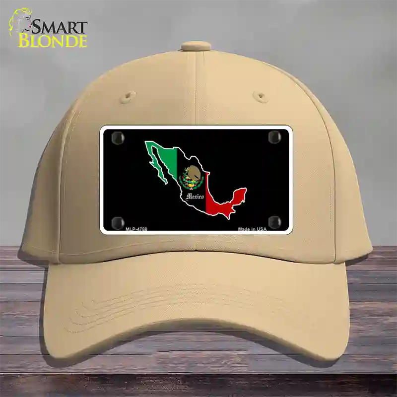 Mexico Outline Novelty License Plate Hat Cotton / Khaki