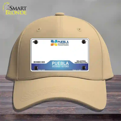 Puebla Mexico Novelty License Plate Hat Cotton / Khaki