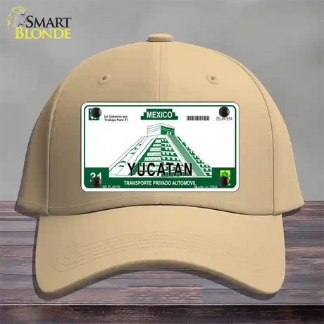 Yucatan Mexico Novelty License Plate Hat Cotton / Khaki