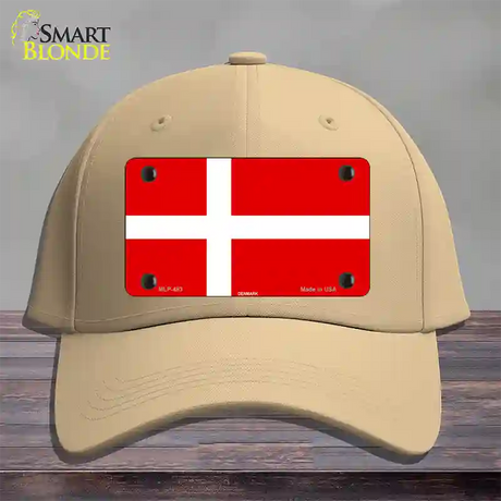 Denmark Flag Novelty License Plate Hat Cotton / Khaki