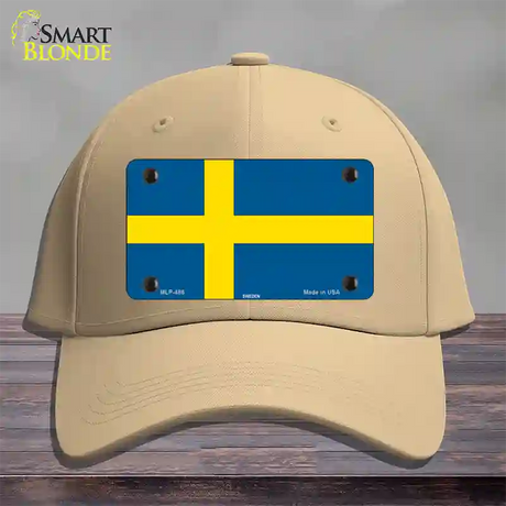 Sweden Flag Novelty License Plate Hat Cotton / Khaki