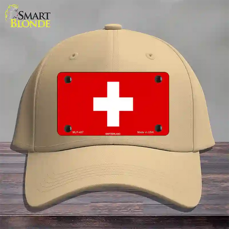 Switzerland Flag Novelty License Plate Hat Cotton / Khaki