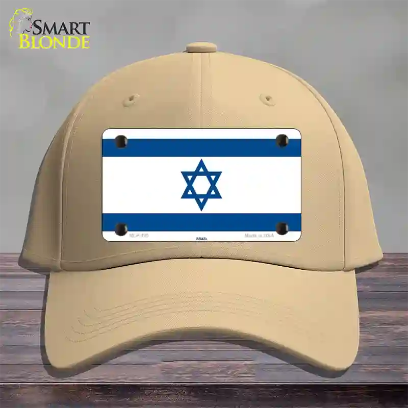 Israel Flag Novelty License Plate Hat Cotton / Khaki