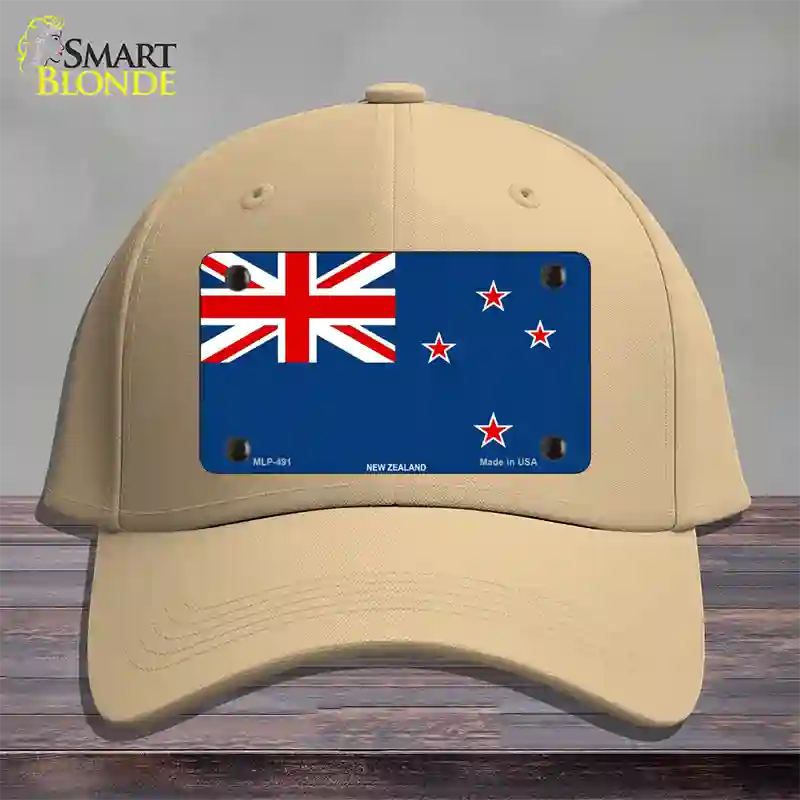 New Zealand Flag Novelty License Plate Hat Cotton / Khaki