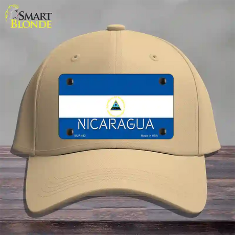 Nicaragua Flag Novelty License Plate Hat Cotton / Khaki