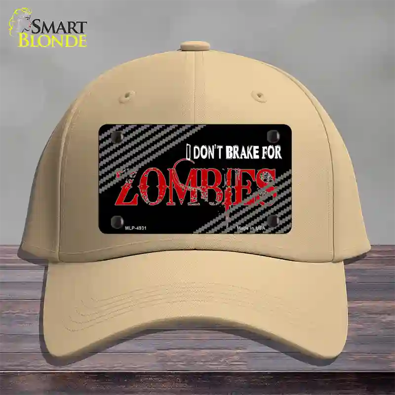 Dont Brake For Zombies Novelty License Plate Hat Cotton / Khaki