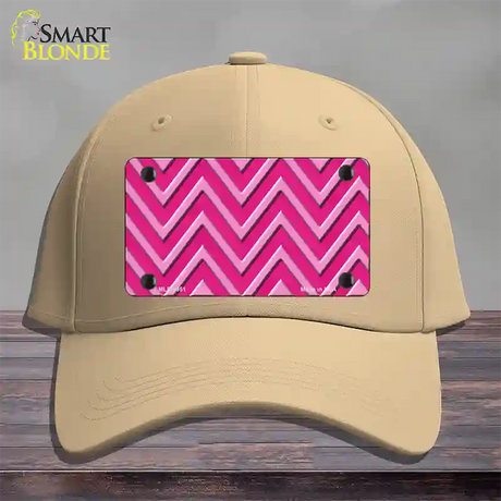 Pink Light Pink Large Chevron Novelty License Plate Hat Cotton / Khaki