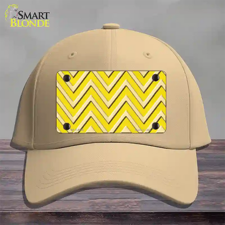 Yellow Light Yellow Large Chevron Novelty License Plate Hat Cotton / Khaki