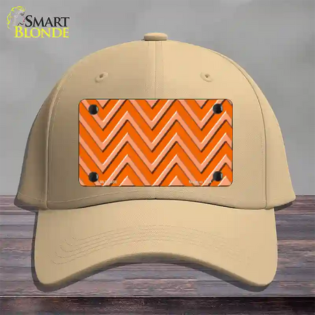 Orange Light Orange Large Chevron Novelty License Plate Hat Cotton / Khaki