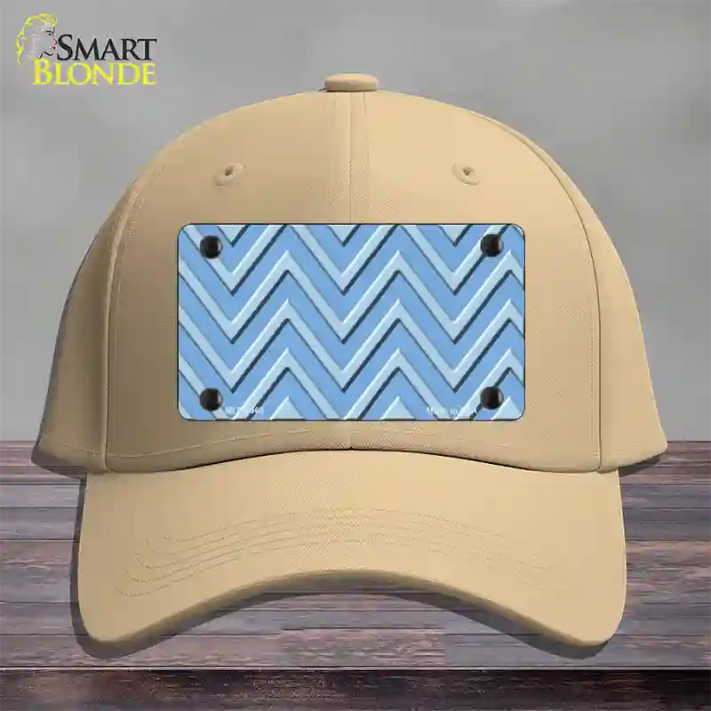 Light Blue Lighter Blue Large Chevron Novelty License Plate Hat Cotton / Khaki