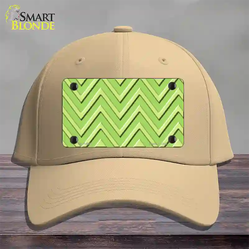 Lime Green Lighter Lime Green Large Chevron Novelty License Plate Hat Cotton / Khaki