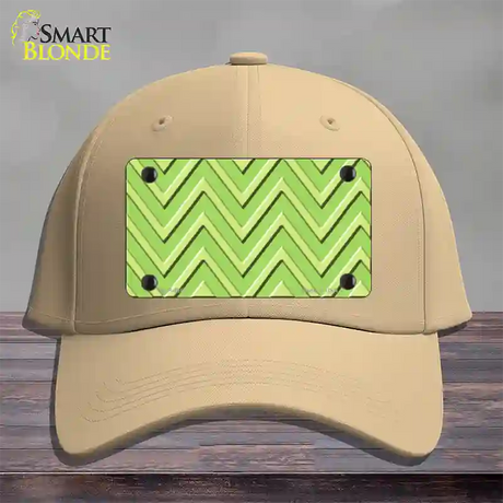 Lime Green Lighter Lime Green Large Chevron Novelty License Plate Hat Cotton / Khaki