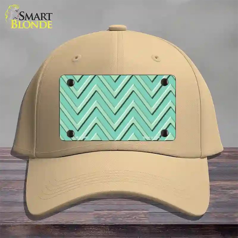 Mint Light Mint Large Chevron Novelty License Plate Hat Cotton / Khaki