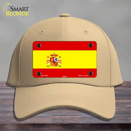 Spain Flag Novelty License Plate Hat Cotton / Khaki