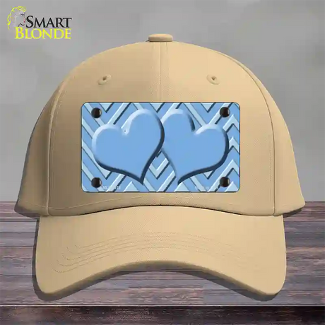 Light Blue Lighter Blue Heart Large Chevron Novelty License Plate Hat Cotton / Khaki