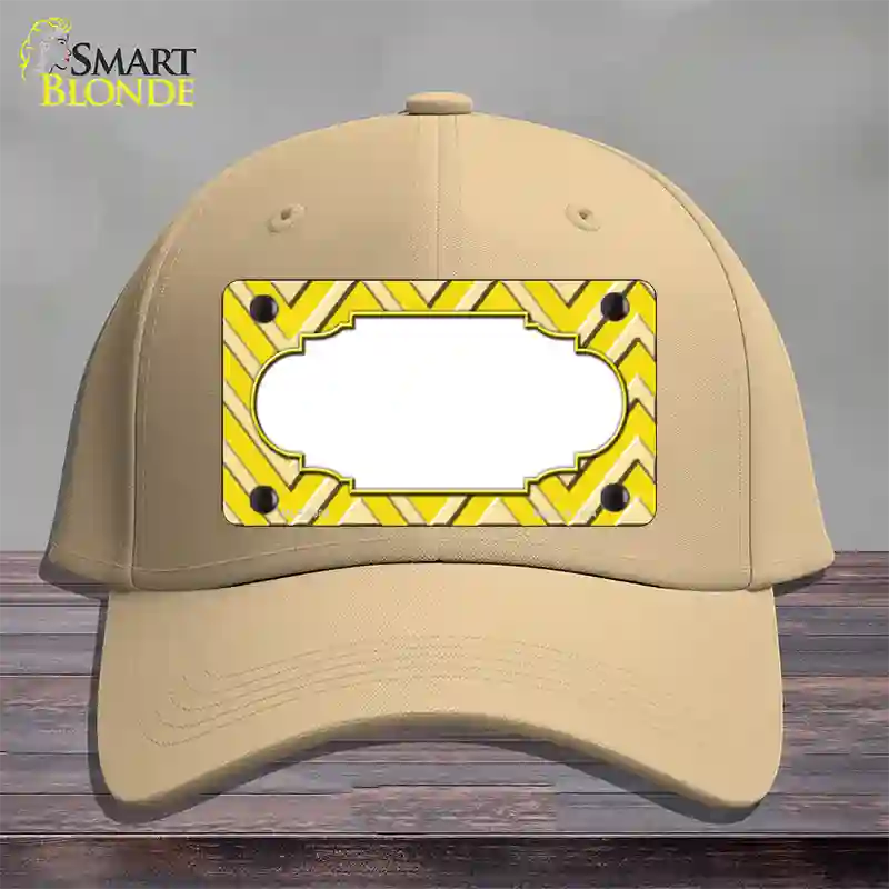 Yellow Light Yellow Scallop Large Chevron Novelty License Plate Hat Cotton / Khaki