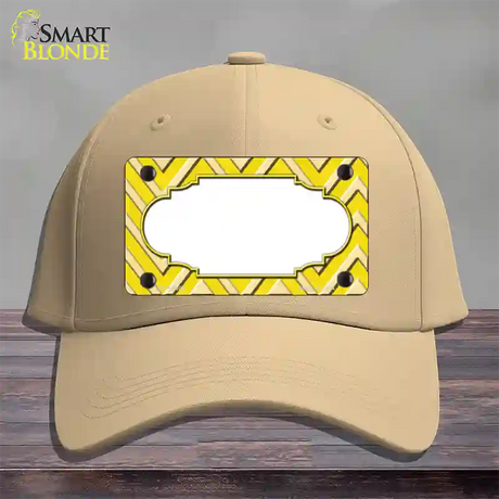 Yellow Light Yellow Scallop Large Chevron Novelty License Plate Hat Cotton / Khaki