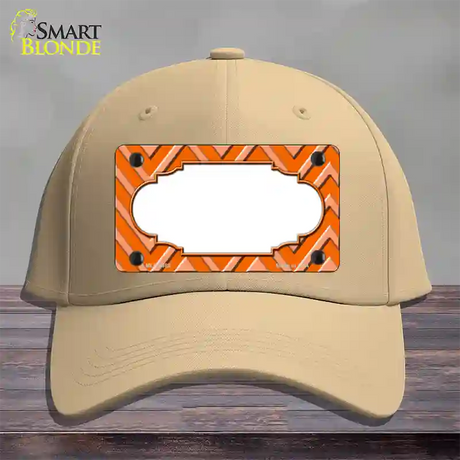 Orange Light Orange Scallop Large Chevron Novelty License Plate Hat Cotton / Khaki