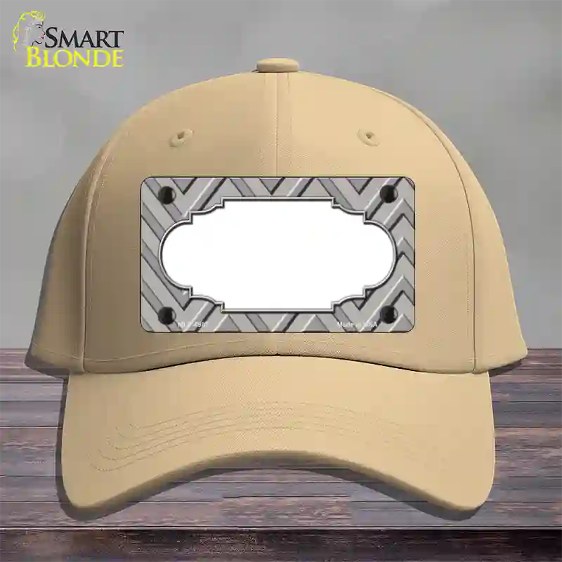 Grey Light Grey Scallop Large Chevron Novelty License Plate Hat Cotton / Khaki