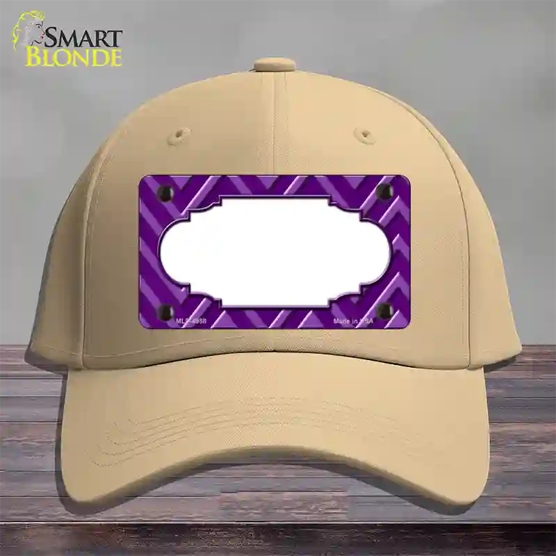 Purple Light Purple Scallop Large Chevron Novelty License Plate Hat Cotton / Khaki