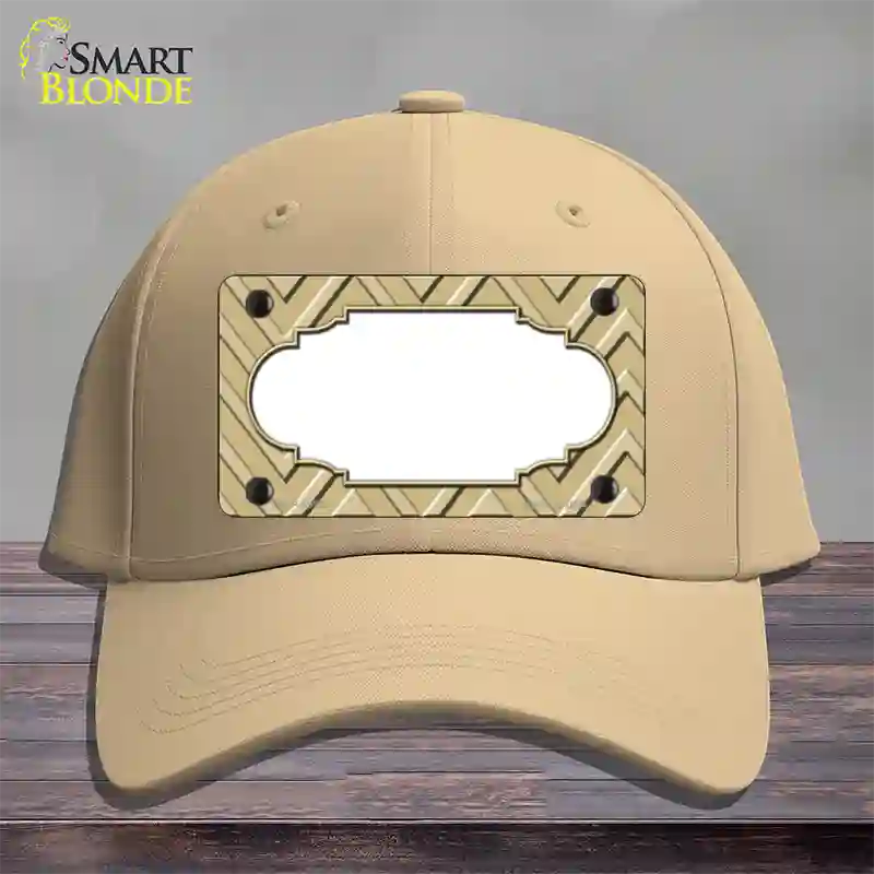 Gold Light Gold Scallop Large Chevron Novelty License Plate Hat Cotton / Khaki