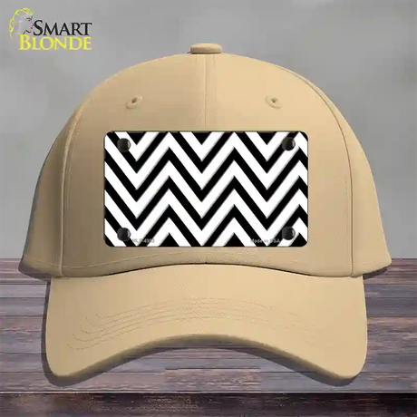 White Black Large Chevron Novelty License Plate Hat Cotton / Khaki