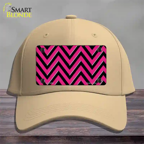 Pink Black Large Chevron Novelty License Plate Hat Cotton / Khaki