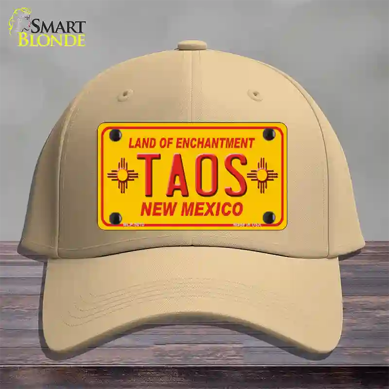 Taos Yellow New Mexico Novelty License Plate Hat Cotton / Khaki