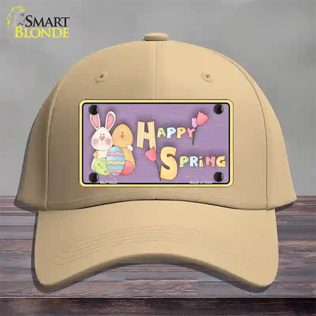 Happy Spring Yellow Novelty License Plate Hat Cotton / Khaki