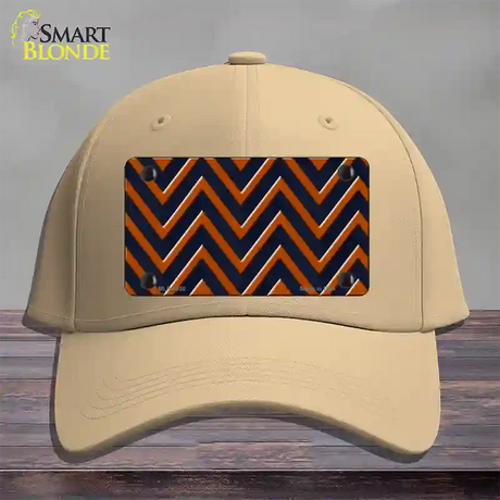 Orange Navy Blue Chevron Novelty License Plate Hat Cotton / Khaki