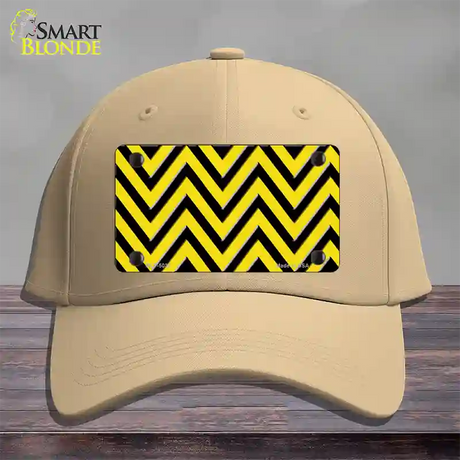 Yellow Black Chevron Novelty License Plate Hat Cotton / Khaki