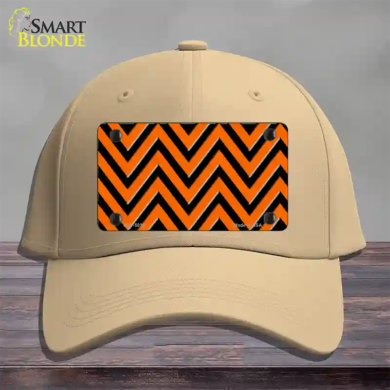 Orange Black Chevron Novelty License Plate Hat Cotton / Khaki