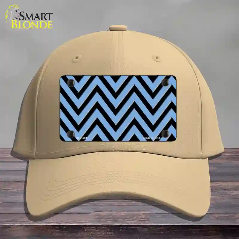 Light Blue Black Chevron Novelty License Plate Hat Cotton / Khaki