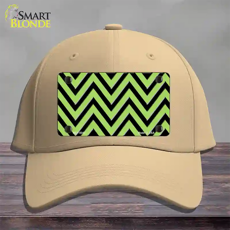 Lime Green Black Chevron Novelty License Plate Hat Cotton / Khaki