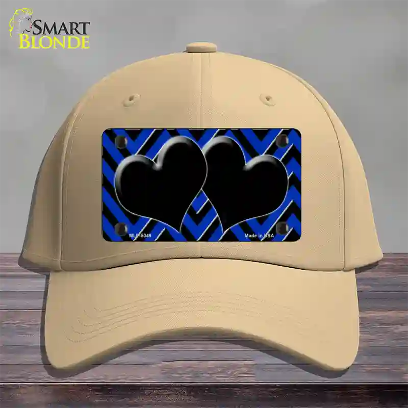 Blue Black Chevon Hearts Novelty License Plate Hat Cotton / Khaki