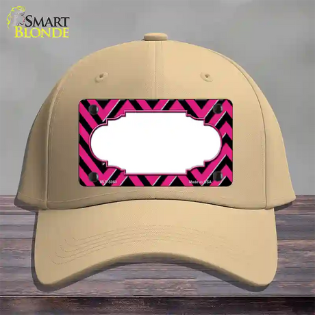 Pink Black Chevron Scallop Novelty License Plate Hat Cotton / Khaki