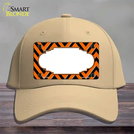 Orange Black Chevron Scallop Novelty License Plate Hat Cotton / Khaki