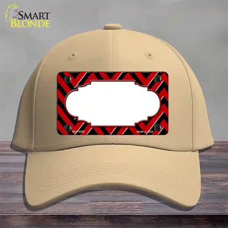 Red Black Chevron Scallop Novelty License Plate Hat Cotton / Khaki