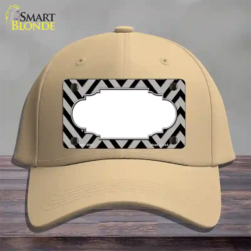 Grey Black Chevron Scallop Novelty License Plate Hat Cotton / Khaki