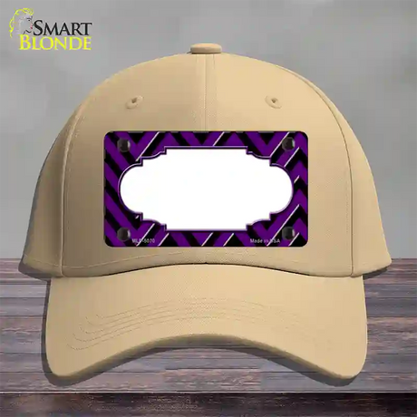 Purple Black Chevron Scallop Novelty License Plate Hat Cotton / Khaki