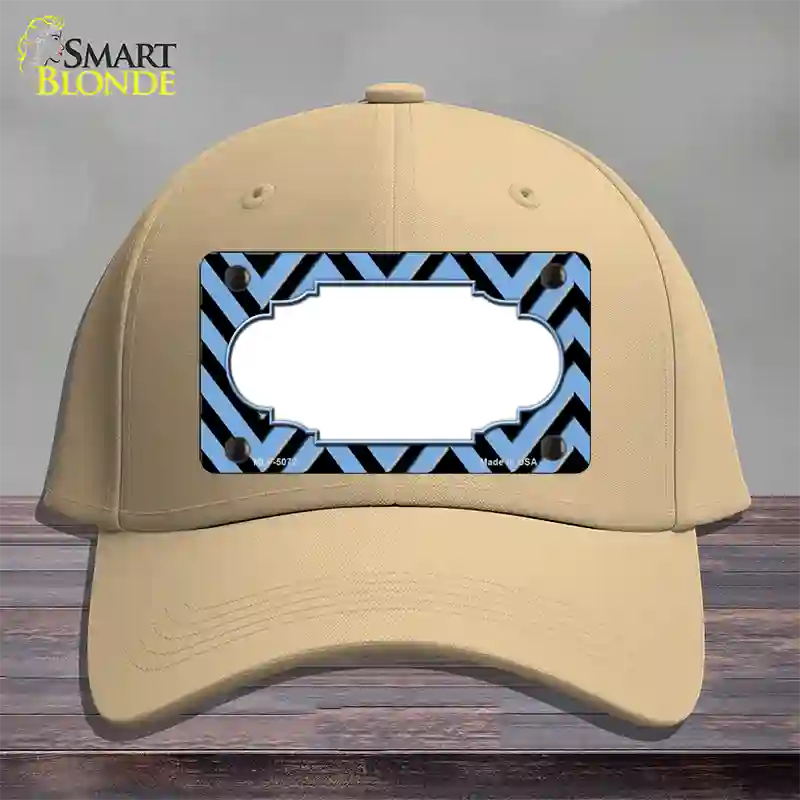 Light Blue Black Chevron Scallop Novelty License Plate Hat Cotton / Khaki