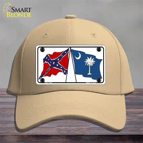 Confederate South Carolina State Flag Novelty License Plate Hat Cotton / Khaki